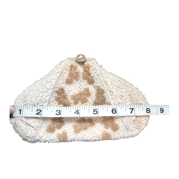 Antique Victorian Ornate Micro Beaded Evening Mini Opera Bag with Jeweled Clasp - Picture 9 of 13